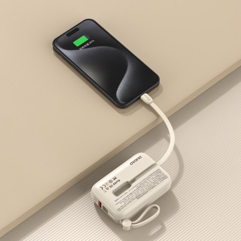 Powerbank 10000mAh z kablami USB-C / iPhone Lightning beżowy Powerbank 10000mAh z kablami USB-C / iPhone Lightning beżowy