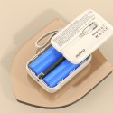 Powerbank 10000mAh z kablami USB-C / iPhone Lightning beżowy
