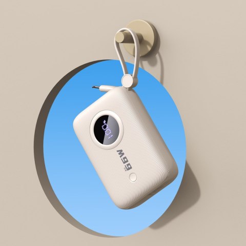 Powerbank 10000mAh z kablami USB-C / iPhone Lightning beżowy Powerbank 10000mAh z kablami USB-C / iPhone Lightning beżowy