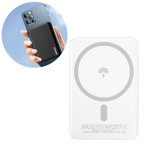 Powerbank 5000mAh magnetyczny z ładowarką indukcyjną MagSafe biały Powerbank 5000mAh magnetyczny z ładowarką indukcyjną MagSafe biały