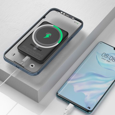 Powerbank 5000mAh magnetyczny z ładowarką indukcyjną MagSafe biały Powerbank 5000mAh magnetyczny z ładowarką indukcyjną MagSafe biały