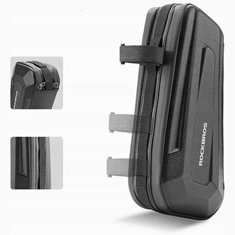 Twarda torba rowerowa wodoodporna mocowana pod ramę 2.5L czarna Twarda torba rowerowa wodoodporna mocowana pod ramę 2.5L czarna