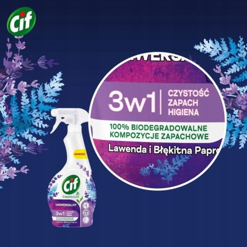 CIF Cleanboost Uniwersalny 3w1 Spray Czyszczacy Lawenda i Błekitna Paproć 500ml CIF Cleanboost Uniwersalny 3w1 Spray Czyszczacy Lawenda i Błekitna Paproć 500ml