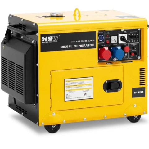Agregat generator prądotwórczy diesel na kółkach 230/400 V 7500 W 8.75 kVA 16 l Agregat generator prądotwórczy diesel na kółkach 230/400 V 7500 W 8.75 kVA 16 l