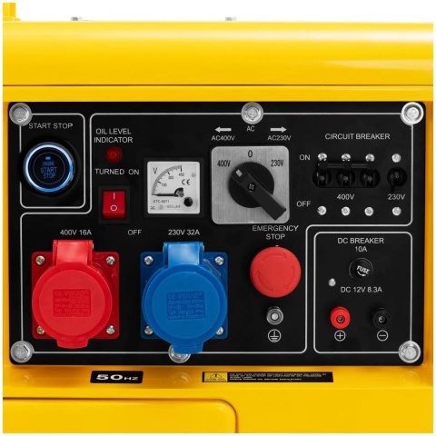 Agregat generator prądotwórczy diesel na kółkach 230/400 V 7500 W 8.75 kVA 16 l Agregat generator prądotwórczy diesel na kółkach 230/400 V 7500 W 8.75 kVA 16 l