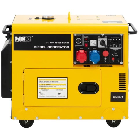Agregat generator prądotwórczy diesel na kółkach 230/400 V 7500 W 8.75 kVA 16 l Agregat generator prądotwórczy diesel na kółkach 230/400 V 7500 W 8.75 kVA 16 l