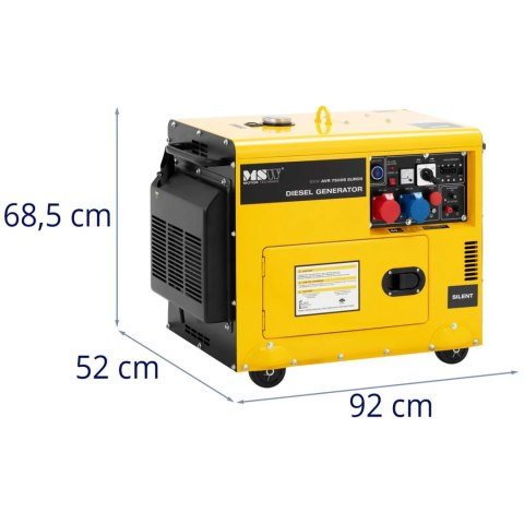 Agregat generator prądotwórczy diesel na kółkach 230/400 V 7500 W 8.75 kVA 16 l Agregat generator prądotwórczy diesel na kółkach 230/400 V 7500 W 8.75 kVA 16 l