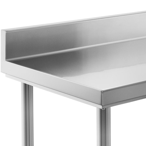 Stół blat roboczy stalowy nierdzewny przyścienny z rantem i półką 100x60cm Stół blat roboczy stalowy nierdzewny przyścienny z rantem i półką 100x60cm