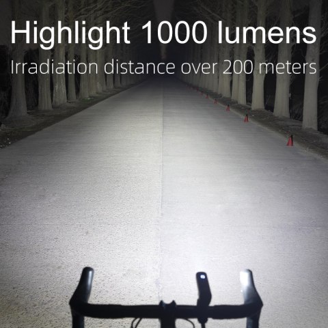 Lampka rowerowa przednia 1000lm 5 trybów pracy latarka wodoodporna USB Lampka rowerowa przednia 1000lm 5 trybów pracy latarka wodoodporna USB
