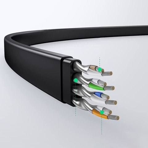 Płaski kabel sieciowy patchcord LAN RJ45 Ethernet Cat. 6 8m czarny Płaski kabel sieciowy patchcord LAN RJ45 Ethernet Cat. 6 8m czarny