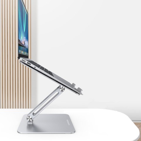 Stojak składana podstawka pod laptopa tablet do pracy na stojąco srebrny Stojak składana podstawka pod laptopa tablet do pracy na stojąco srebrny