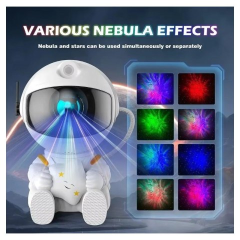 Projektor Gwiazd Nieba LED Astronauta z gwiazdką Lampka Nocna na pilot, LAMP44 Projektor Gwiazd Nieba LED Astronauta z gwiazdką Lampka Nocna na pilot, LAMP44