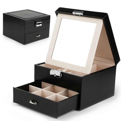 Szkatułka kuferek etui organizer na biżuterię czarna PD148CZ Szkatułka kuferek etui organizer na biżuterię czarna PD148CZ
