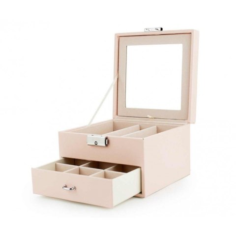 Szkatułka kuferek etui organizer na biżuterię różowa PD148R Szkatułka kuferek etui organizer na biżuterię różowa PD148R