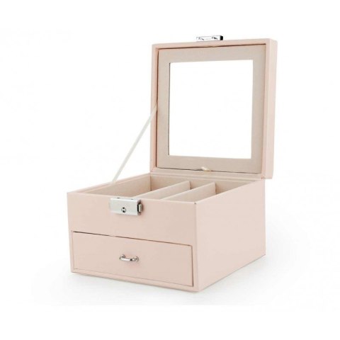 Szkatułka kuferek etui organizer na biżuterię różowa PD148R Szkatułka kuferek etui organizer na biżuterię różowa PD148R