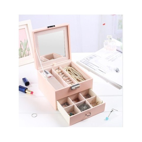Szkatułka kuferek etui organizer na biżuterię różowa PD148R Szkatułka kuferek etui organizer na biżuterię różowa PD148R