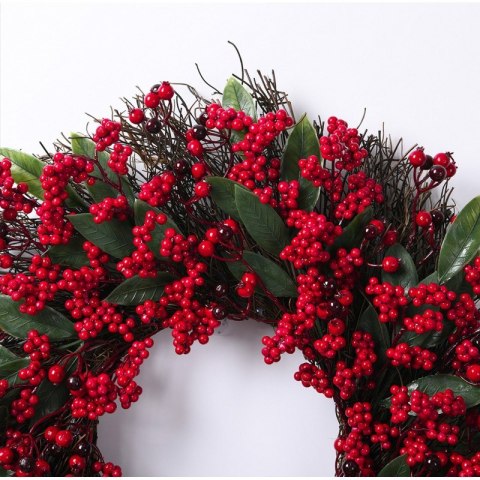 Wianek ozdobny na drzwi, stroik, sztuczna jarzębina jak żywa - średnica 55 cm WSN25 Wianek ozdobny na drzwi, stroik, sztuczna jarzębina jak żywa - średnica 55 cm WSN25