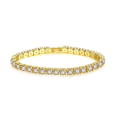 Bransoletka na rękę stal chirurgiczna pozłacana 14k złotem, z cyrkoniami BST1511 Bransoletka na rękę stal chirurgiczna pozłacana 14k złotem, z cyrkoniami BST1511