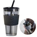 Kubek z kolorowego szkła na Kawę Herbatę ze słomką i zamknięciem 450 ML CUP09GRAF