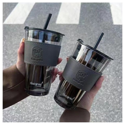 Kubek z kolorowego szkła na Kawę Herbatę ze słomką i zamknięciem 450 ML CUP09GRAF Kubek z kolorowego szkła na Kawę Herbatę ze słomką i zamknięciem 450 ML CUP09GRAF