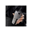 Kubek z kolorowego szkła na Kawę Herbatę ze słomką i zamknięciem 450 ML CUP09GRAF