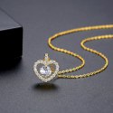 Naszyjnik stal szlachetna pozłacana 14k złotem, serce z cyrkoniami NST2116
