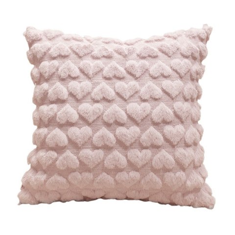 Poszewka na poduszkę 45 x 45 cm tekstura puchata SERCA róż POD148 Poszewka na poduszkę 45 x 45 cm tekstura puchata SERCA róż POD148