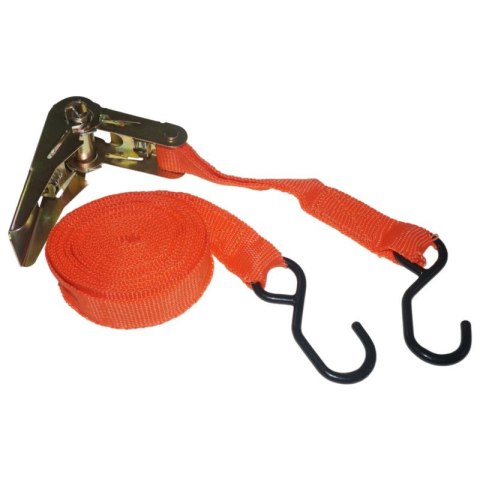 TAŚMA MOCUJĄCA BAGAŻ Z HAKAMI I Z NAPINACZEM 5m x 25mm 250kg TAŚMA MOCUJĄCA BAGAŻ Z HAKAMI I Z NAPINACZEM 5m x 25mm 250kg