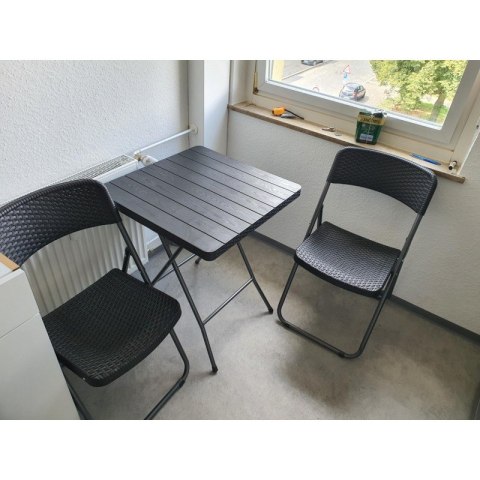 Zestaw Bistro 3w1 Stół + 2 krzesła imitacja rattanu zestaw balkonowy Czarny SC07 Zestaw Bistro 3w1 Stół + 2 krzesła imitacja rattanu zestaw balkonowy Czarny SC07