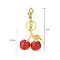 Brelok do kluczy czerwone WISIENKI z LITERKA "M" złoty 12cm BRL348M