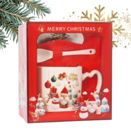 KUBEK ŚWIĄTECZNY - zestaw w pudełku ze spodkiem i łyżeczką 400 ml KB20WZ1