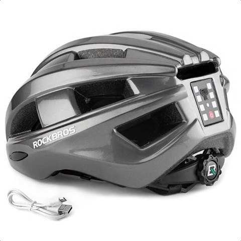Kask rowerowy MTB z wbudowanymi diodami LED USB czerwone światło szary Kask rowerowy MTB z wbudowanymi diodami LED USB czerwone światło szary