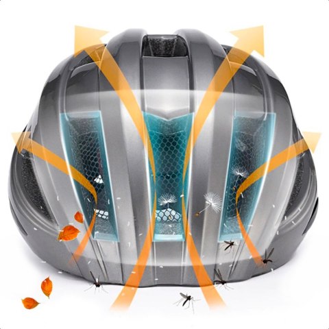Kask rowerowy MTB z wbudowanymi diodami LED USB czerwone światło szary Kask rowerowy MTB z wbudowanymi diodami LED USB czerwone światło szary