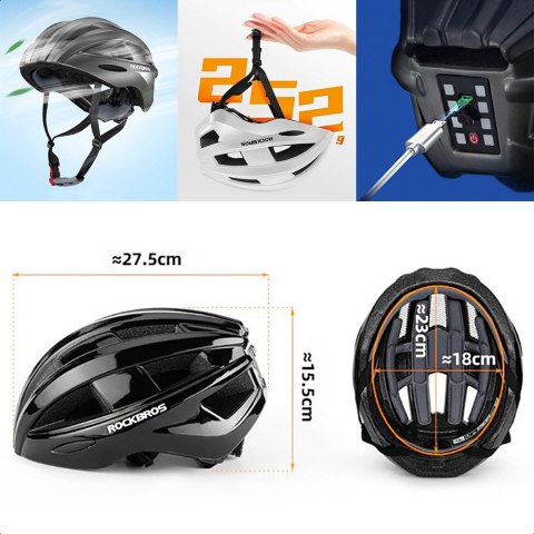 Kask rowerowy MTB z wbudowanymi diodami LED USB czerwone światło szary Kask rowerowy MTB z wbudowanymi diodami LED USB czerwone światło szary