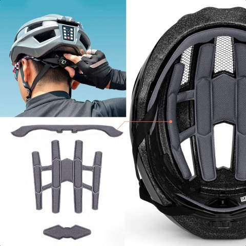 Kask rowerowy MTB z wbudowanymi diodami LED USB czerwone światło szary Kask rowerowy MTB z wbudowanymi diodami LED USB czerwone światło szary