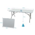 STÓŁ CATERINGOWY BANKIETOWY SKŁADANY W WALIZKĘ 180X70CM MAX.100KG biały