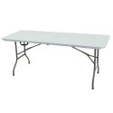 STÓŁ CATERINGOWY BANKIETOWY SKŁADANY W WALIZKĘ 180X70CM MAX.100KG biały
