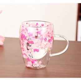Szklanka termiczna z kwiatami w środku 300 ml 1szt SZK116