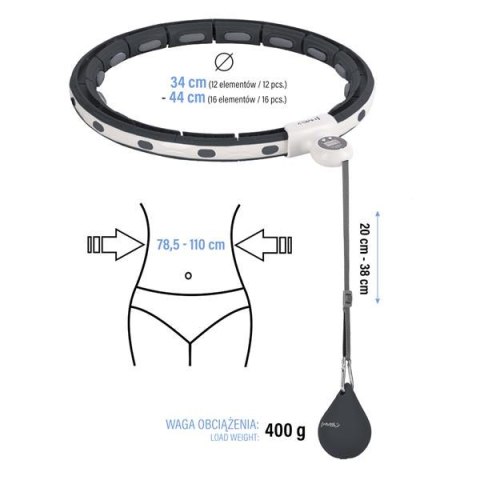 HHM15 HULA HOP BLACK Z MAGNESEM I OBCIĄŻNIKIEM + LICZNIK HMS HHM15 HULA HOP BLACK Z MAGNESEM I OBCIĄŻNIKIEM + LICZNIK HMS