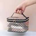 Kosmetyczka damska kuferek transparentna czarne serca 13cm x 21cm KS125