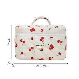 Kosmetyczka damska pikowana kuferek w wisienki 17cm x 25,5cm KS123