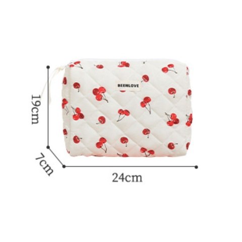 Kosmetyczka damska pikowana w wisienki 19cm x 24cm KS124 Kosmetyczka damska pikowana w wisienki 19cm x 24cm KS124