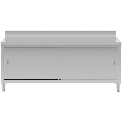 Szafka stojąca nierdzewna z rantem przyścienna drzwiczki suwane 200x60cm Szafka stojąca nierdzewna z rantem przyścienna drzwiczki suwane 200x60cm