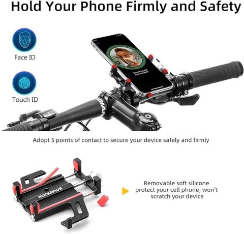 Uchwyt rowerowy na kierownicę do telefonu ze stopu aluminium - czarny Uchwyt rowerowy na kierownicę do telefonu ze stopu aluminium - czarny