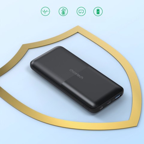 Powerbank 10000 mAh 22.5W USB-A USB-C micro USB z kablem USB-C i Lightning - czarny Powerbank 10000 mAh 22.5W USB-A USB-C micro USB z kablem USB-C i Lightning - czarny
