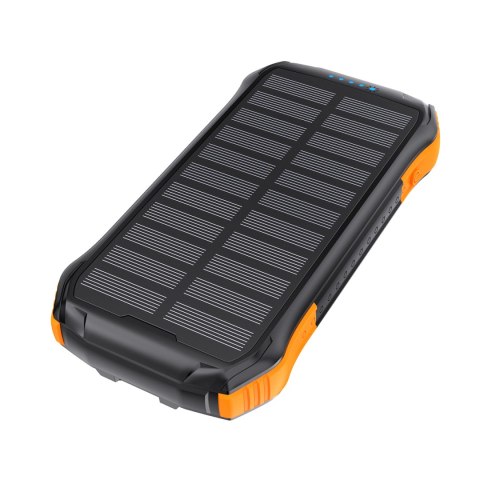 Powerbank ładowarka solarna 10000 mAh 2x USB-A - czarno-pomarańczowy Powerbank ładowarka solarna 10000 mAh 2x USB-A - czarno-pomarańczowy