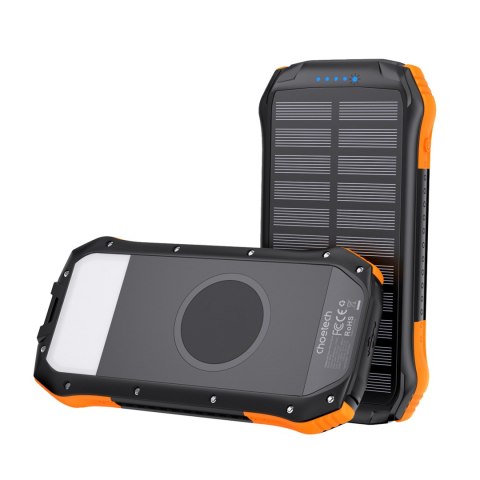 Powerbank ładowarka solarna 10000 mAh 2x USB-A - czarno-pomarańczowy Powerbank ładowarka solarna 10000 mAh 2x USB-A - czarno-pomarańczowy