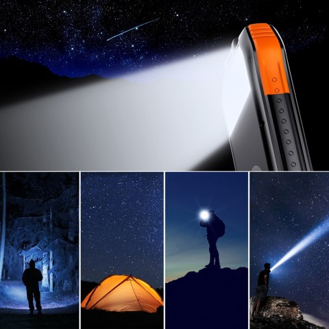 Powerbank ładowarka solarna 10000 mAh 2x USB-A - czarno-pomarańczowy Powerbank ładowarka solarna 10000 mAh 2x USB-A - czarno-pomarańczowy