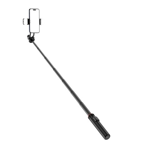 Selfie stick teleskopowy z pilotem + 2x lampka LED stojak tripod na telefon 1.3m aluminium - czarny Selfie stick teleskopowy z pilotem + 2x lampka LED stojak tripod na telefon 1.3m aluminium - czarny