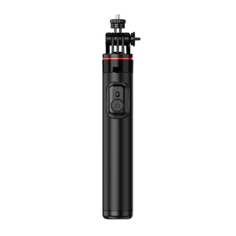 Selfie stick teleskopowy z pilotem + 2x lampka LED stojak tripod na telefon 1.3m aluminium - czarny Selfie stick teleskopowy z pilotem + 2x lampka LED stojak tripod na telefon 1.3m aluminium - czarny